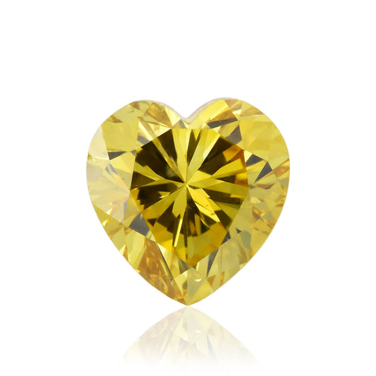 0.58 Carat Fancy Deep Yellow HEART Diamond (I1) GIA