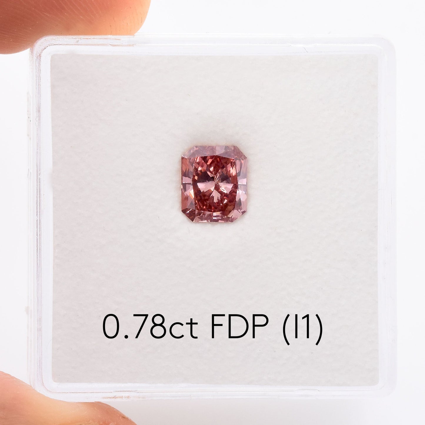 0.78 Carat Fancy Deep Pink Radiant Diamond (I1) GIA