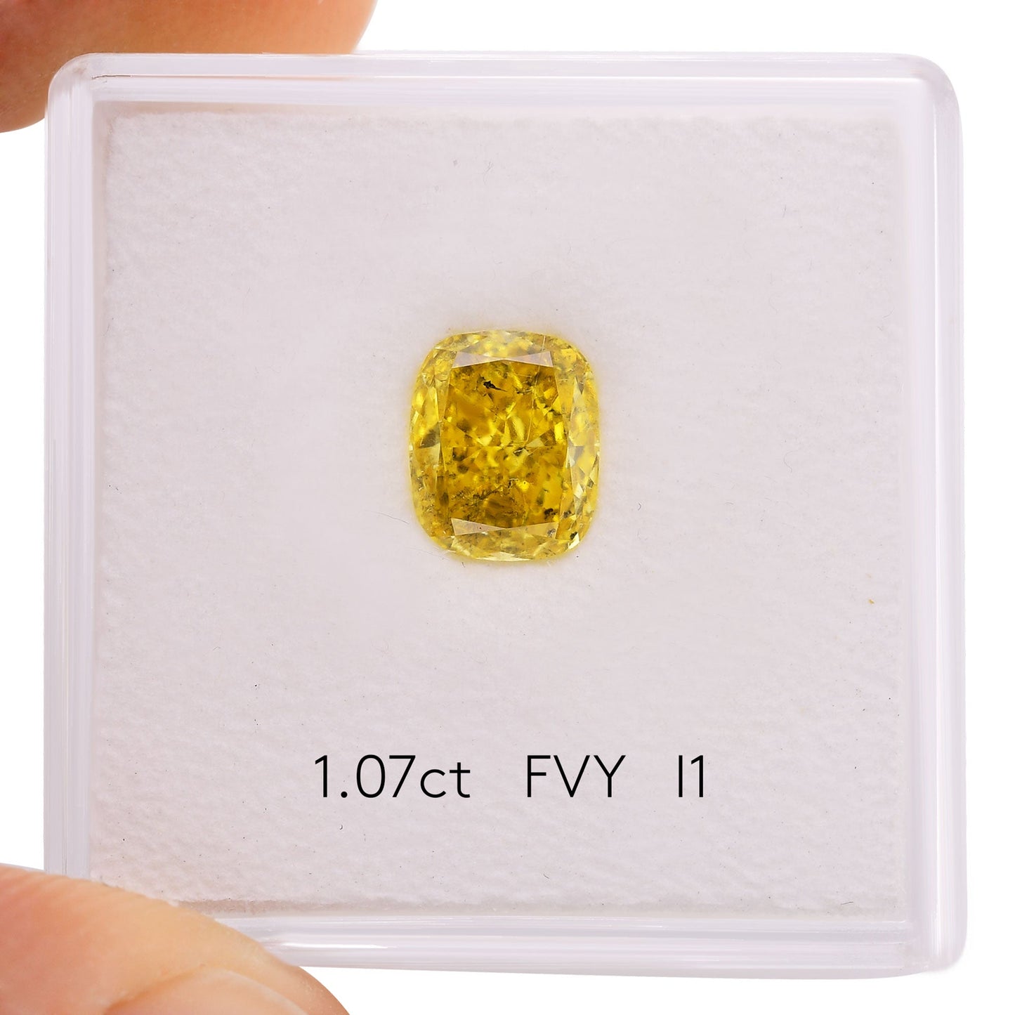 1,07 Karat Fancy Vivid Yellow Cushion Diamond I1 GIA