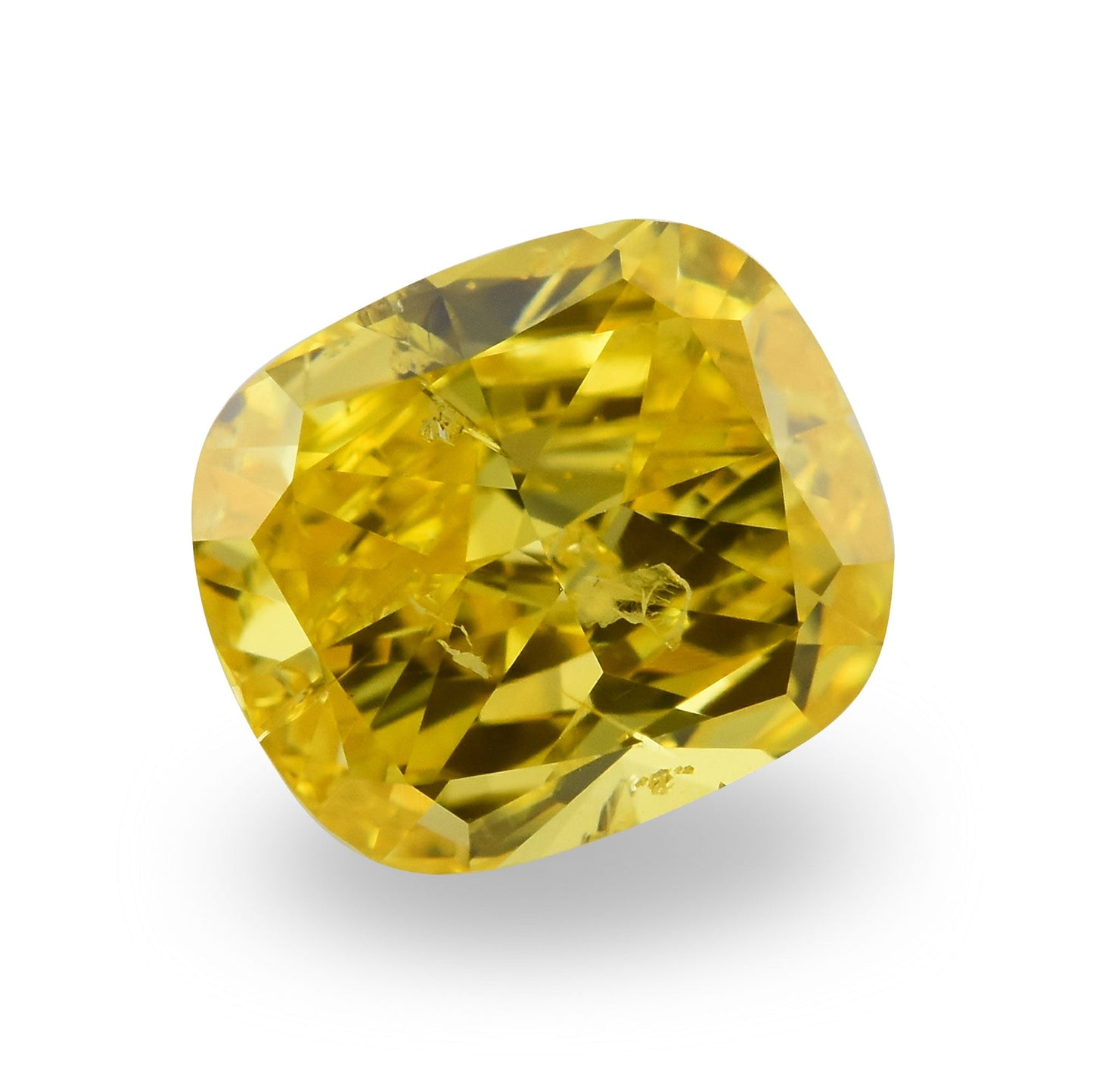 0,41 Karat Fancy Vivid Yellow Cushion Diamond (SI2) GIA
