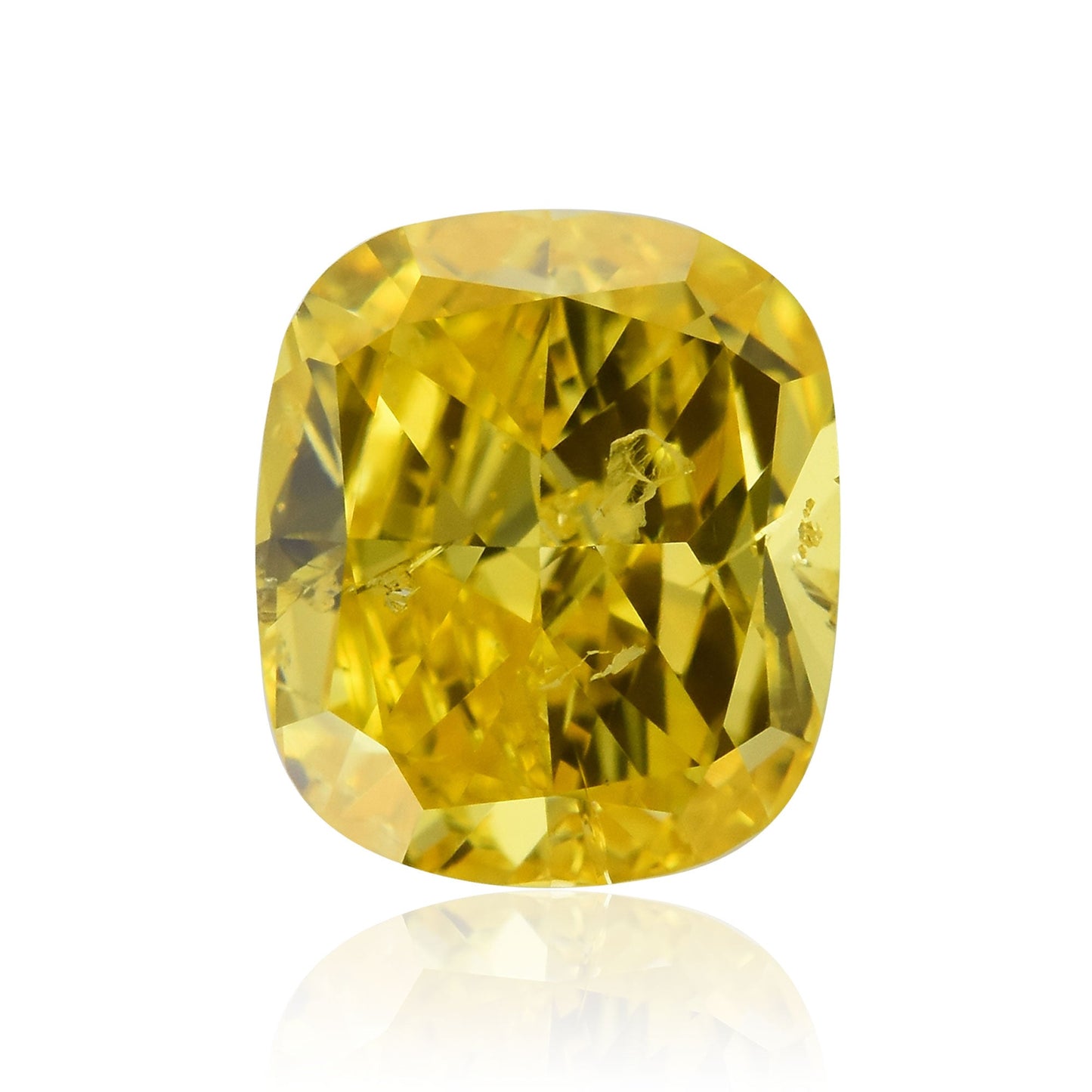 0,41 Karat Fancy Vivid Yellow Cushion Diamond (SI2) GIA