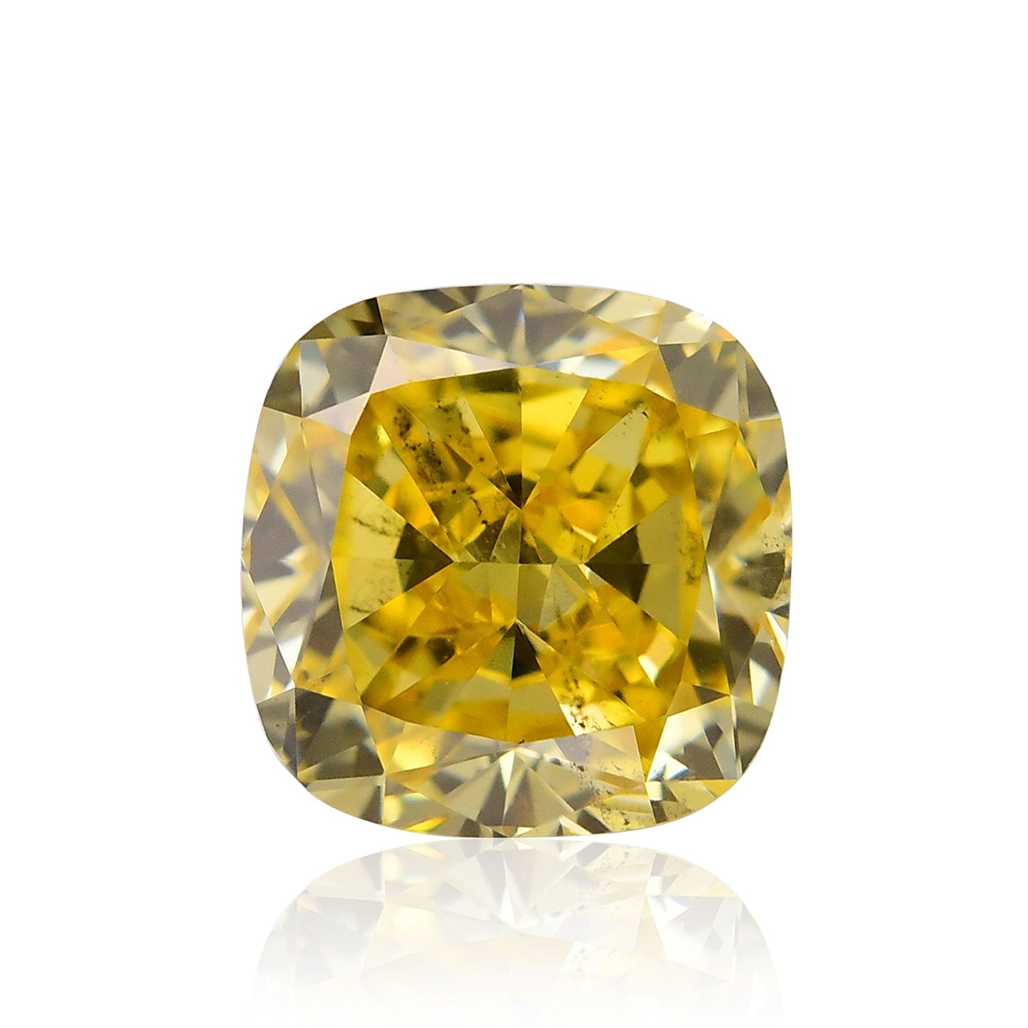 0,71 Karat Fancy Vivid Yellow Cushion Diamond SI2 GIA
