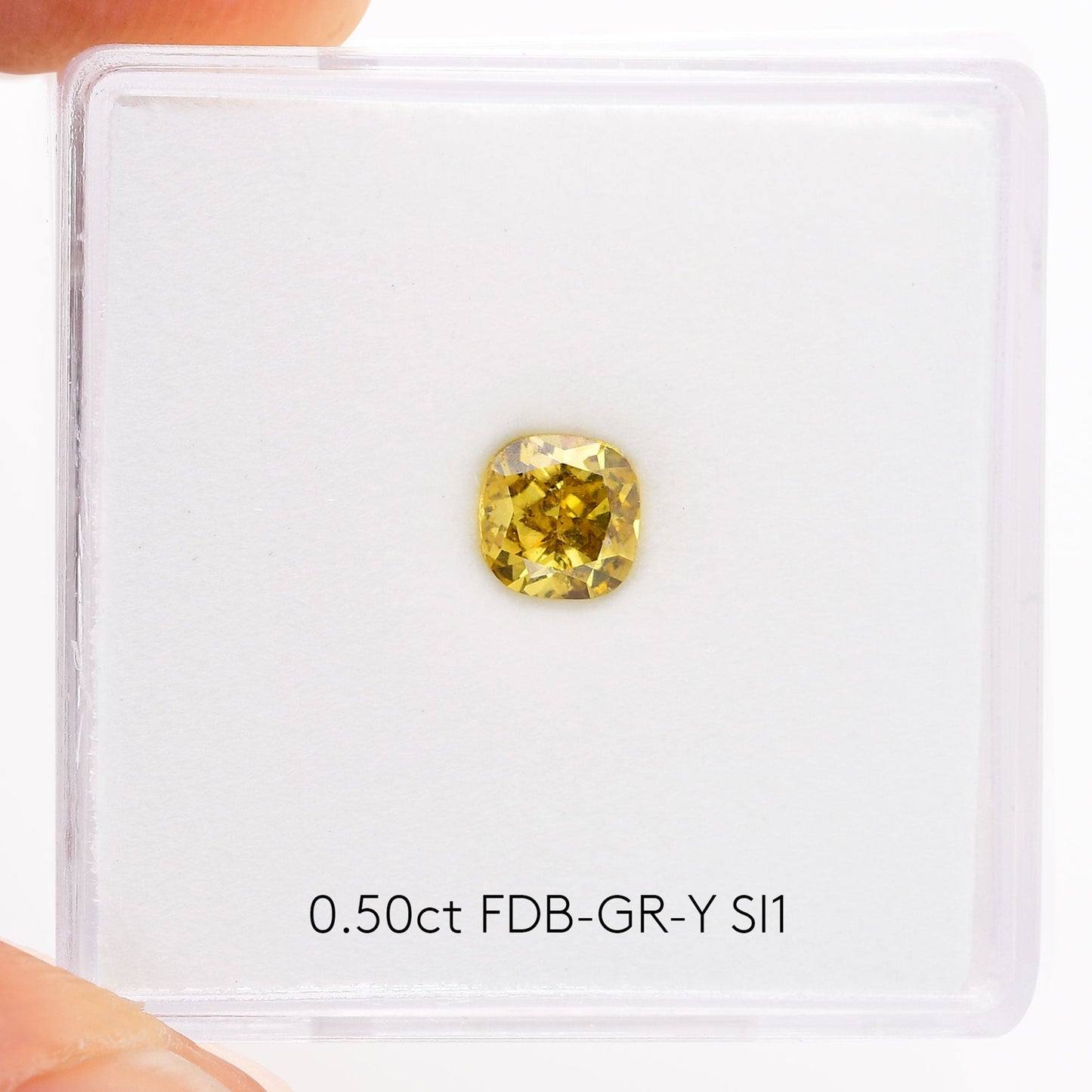 0,50 Karat Fancy Deep Brownish Greenish Yellow Cushion Diamond SI1 GIA