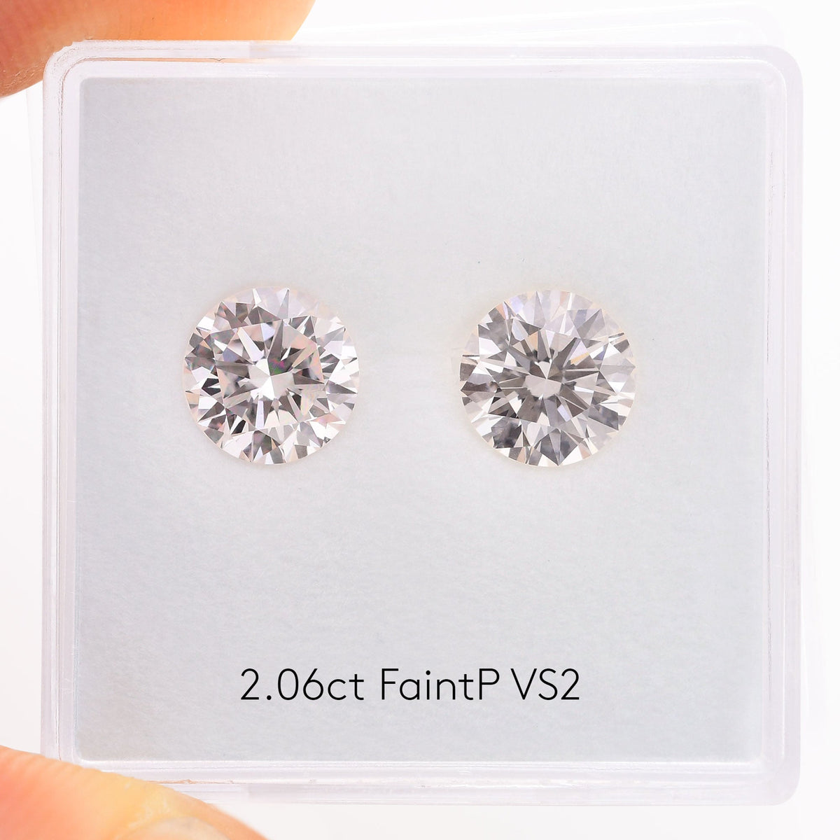 2.06 Carat Faint Pink Round Brilliant Diamonds VS2