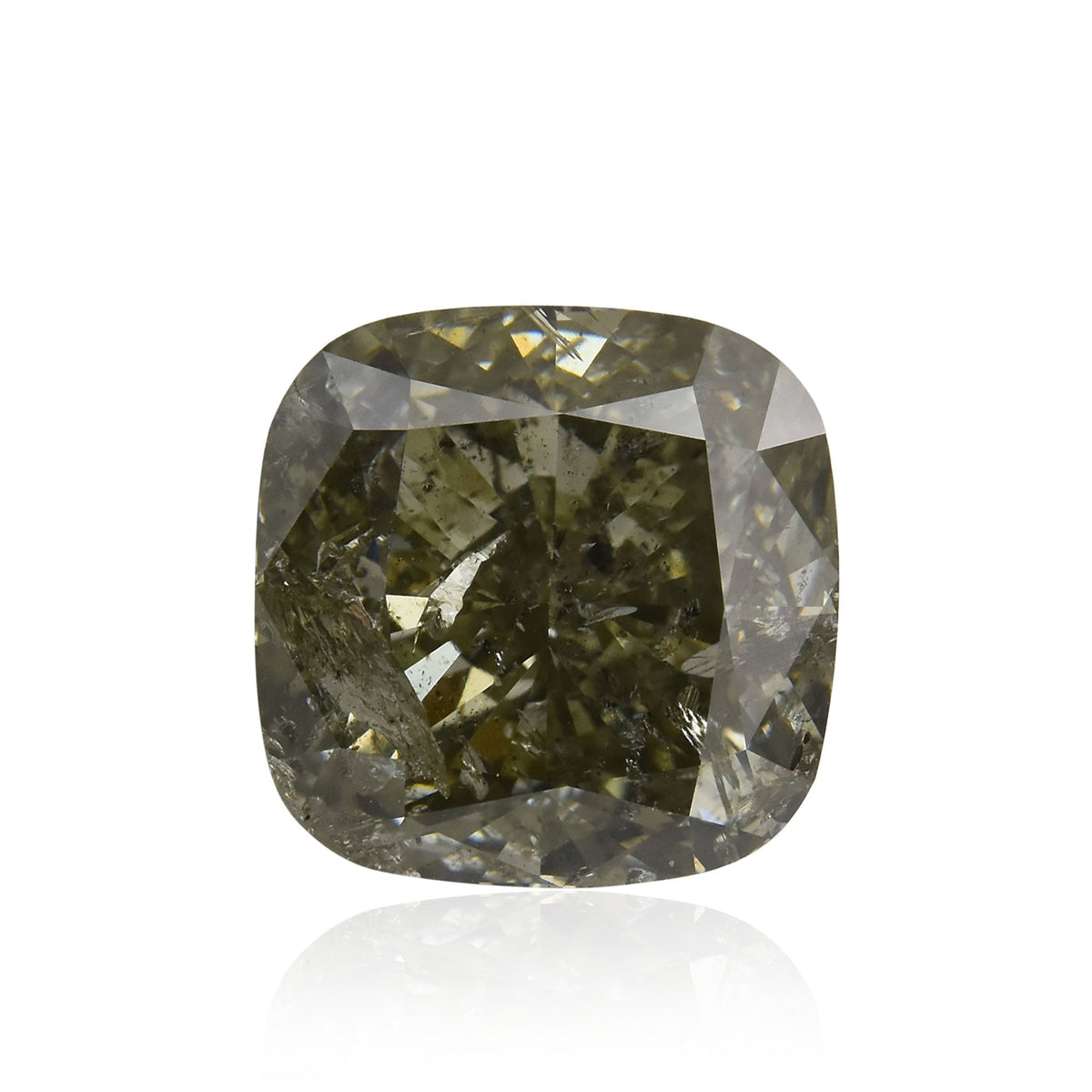 Cushion Diamond | 3.55 ct | Fancy Deep Gray Yellowish Green | (I2) | GIA | Ref 393772