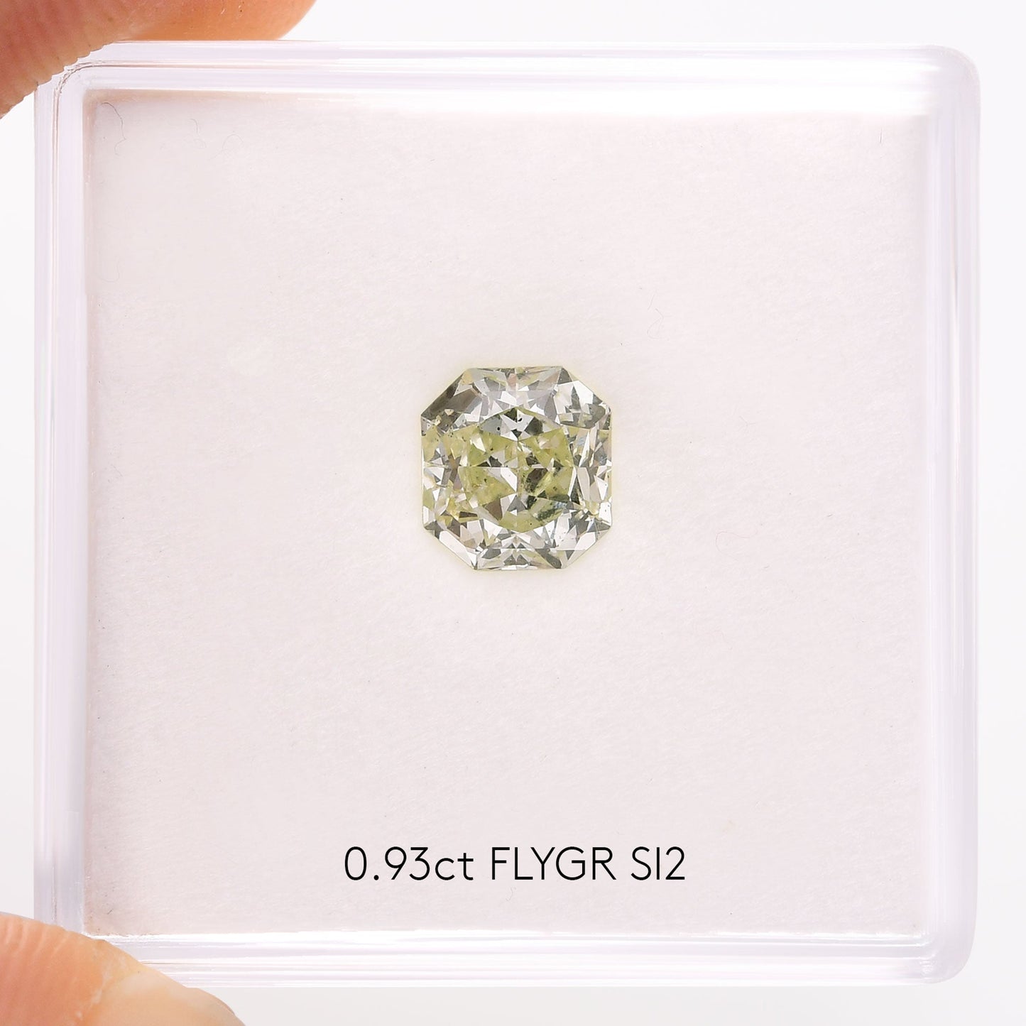 0.93 Carat Fancy Light Yellow Green Radiant Diamond SI2 GIA