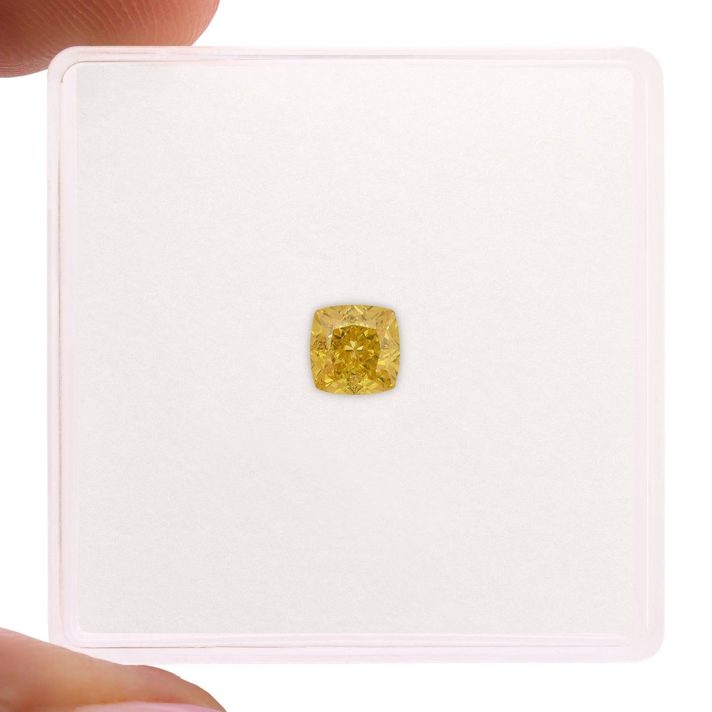 0,45 Karat Fancy Vivid Yellow Cushion Diamond VVS1 GIA