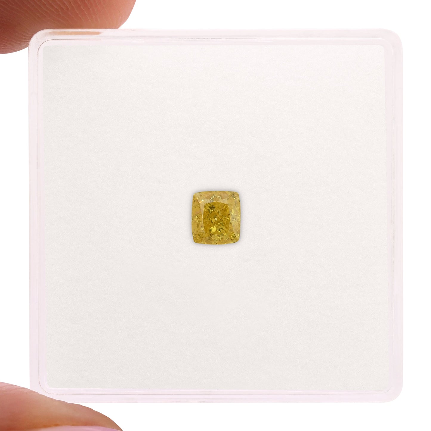 0,37 Karat Fancy Vivid Yellow Cushion Diamond VS2 GIA
