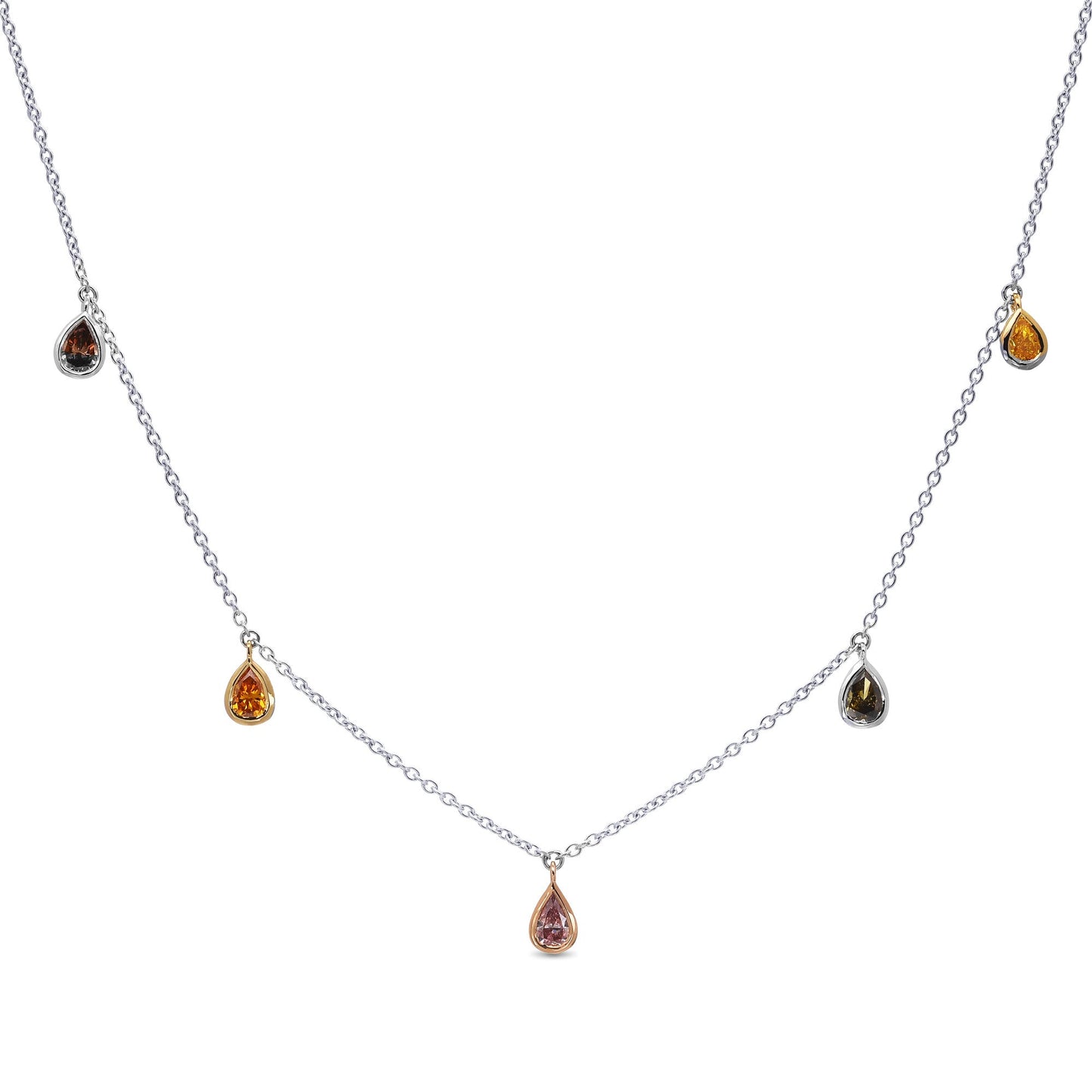 Birnenförmige Diamantkette in verschiedenen Farben