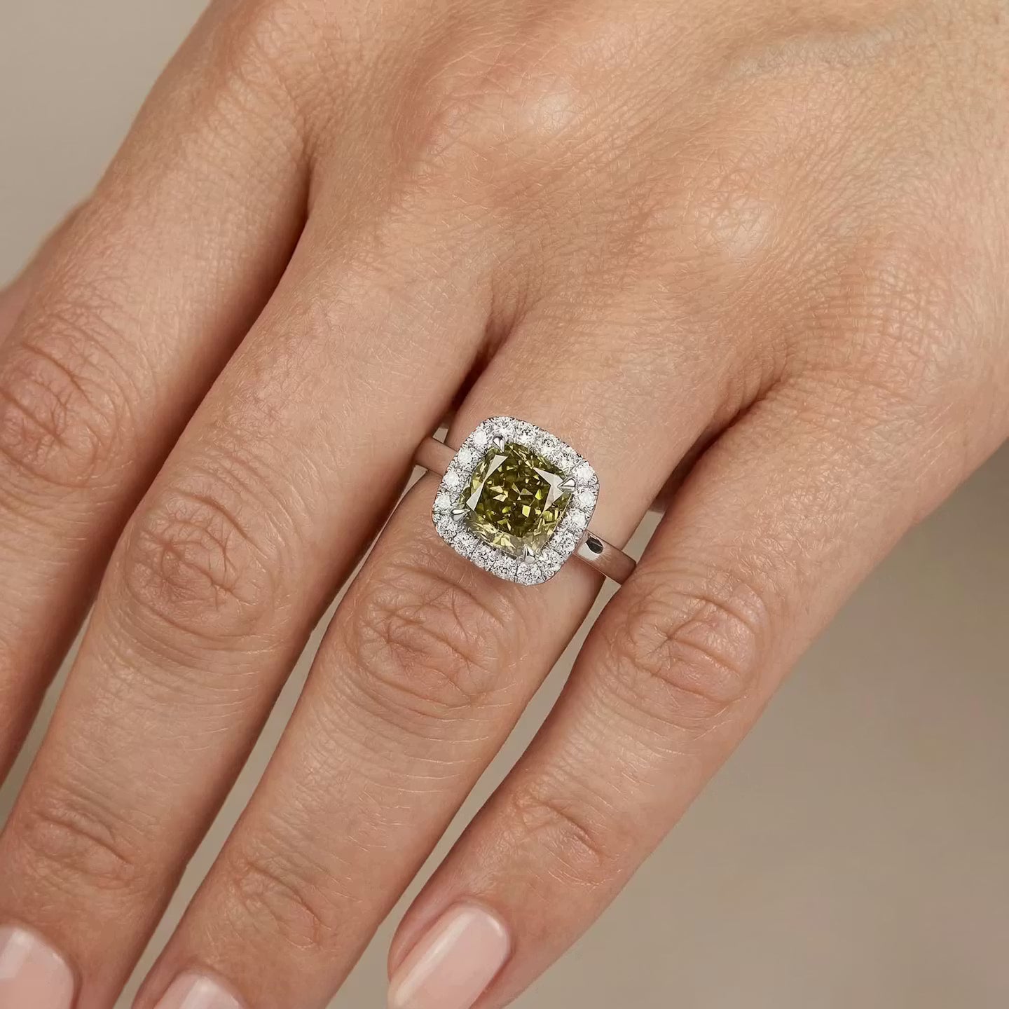 Chamäleon-Kissen-Diamant-Halo-Ring