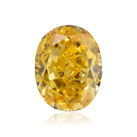 0.57 Carat Fancy Intense Yellow Orange Oval Diamond VS2 GIA