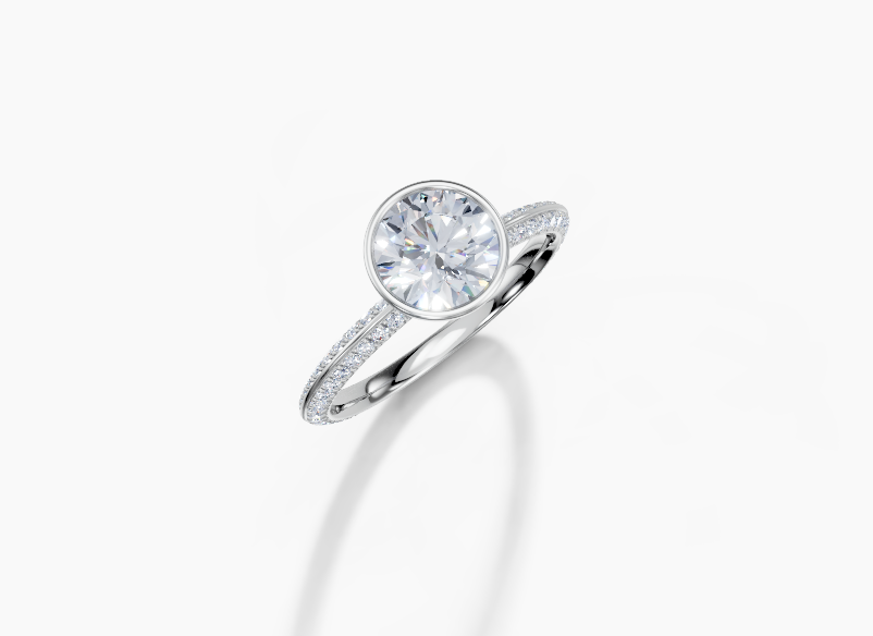 Platinum Round 1 Carat D/E/F VVS Knife Edge U Micro Bezel Diamond Ring