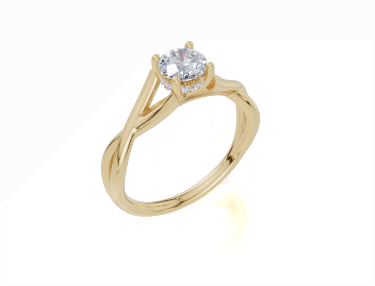 18ct Round 0.30Carat F/G VS/SI Twisted Plain Hidden Halo  Diamond Ring