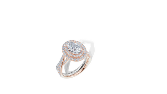 750/- Gold Rose Gold Oval Cut 2.28 Carat tw of  Diamond Ring and 750/- Gold White Gold 0.30 Carat tw of   Diamond Band