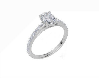 18ct Oval 0.75Carat F/G VS/SI Cathedral Plate Prong Single Halo  Diamond Ring