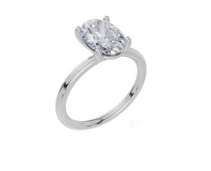 18ct Oval 2.00Carat D/E/F-LG VS/VVS Plain Plain 4Pr  Diamond Ring