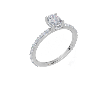 18ct Oval 0.40Carat G/H-CC SI Plain Plate Prong Hidden Halo  Diamond Ring