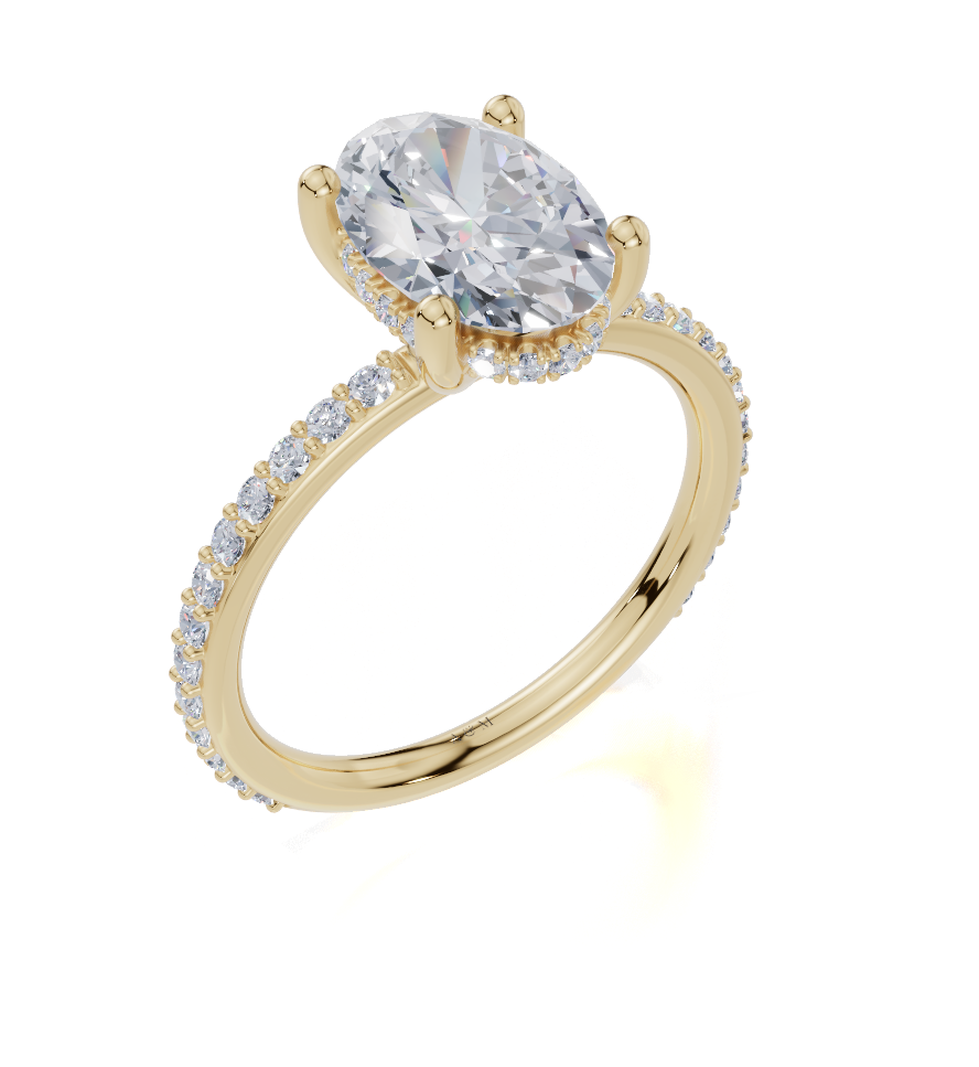 18ct Oval 2.00Carat F/G VS/SI Plain Plate Prong Hidden Halo  Diamond Ring