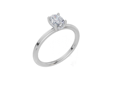 18ct Oval 0.40Carat G/H-RA SI Plain Plain Hidden Halo  Diamond Ring