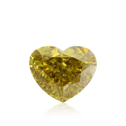 4,01 Karat Fancy Deep Brownish Greenish Yellow Heart Diamond VS1 GIA