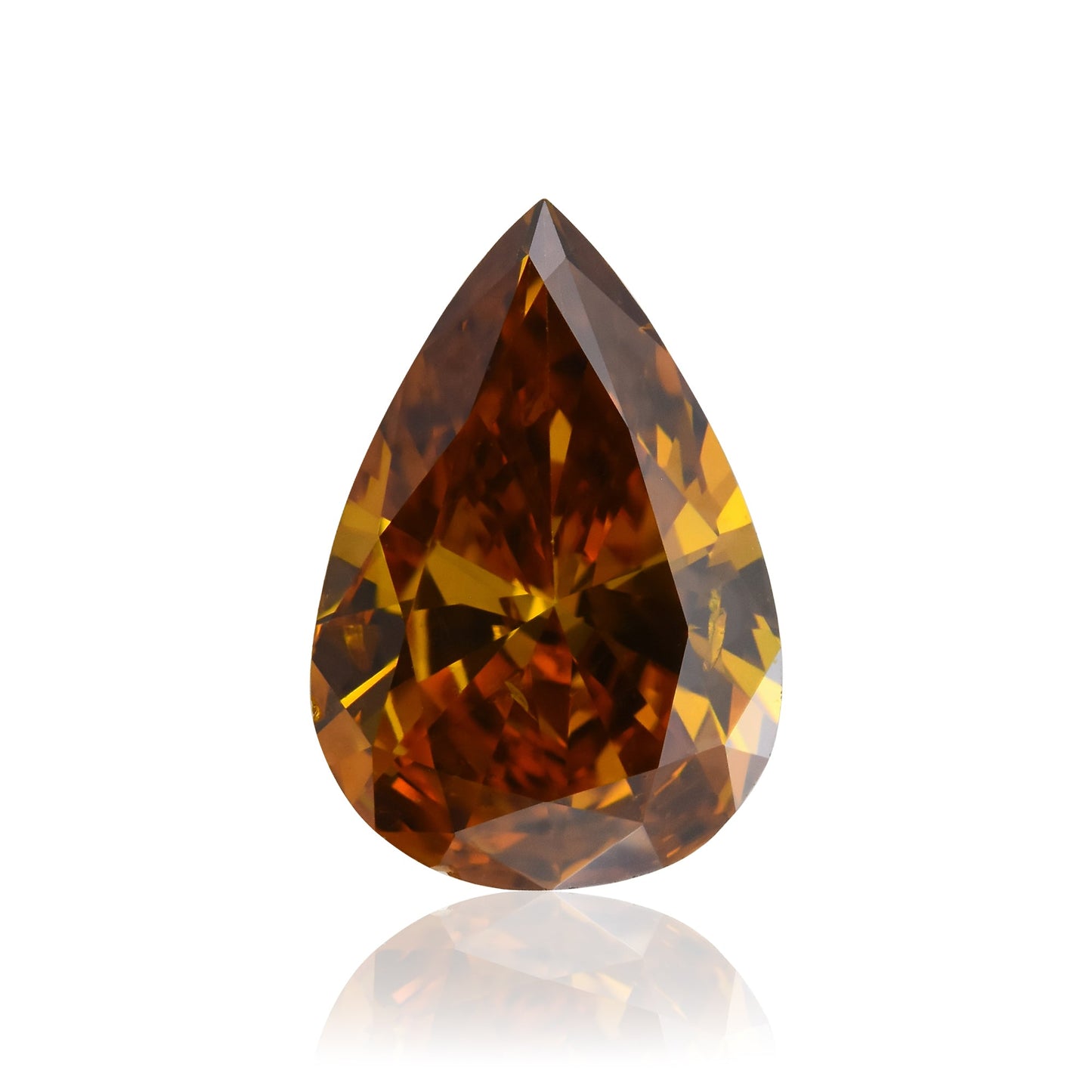0.60 Carat Fancy Deep Brown Orange Pear Diamond SI1 GIA
