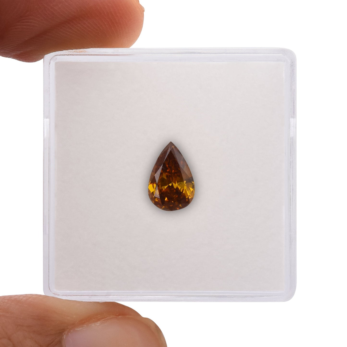 0.60 Carat Fancy Deep Brown Orange Pear Diamond SI1 GIA