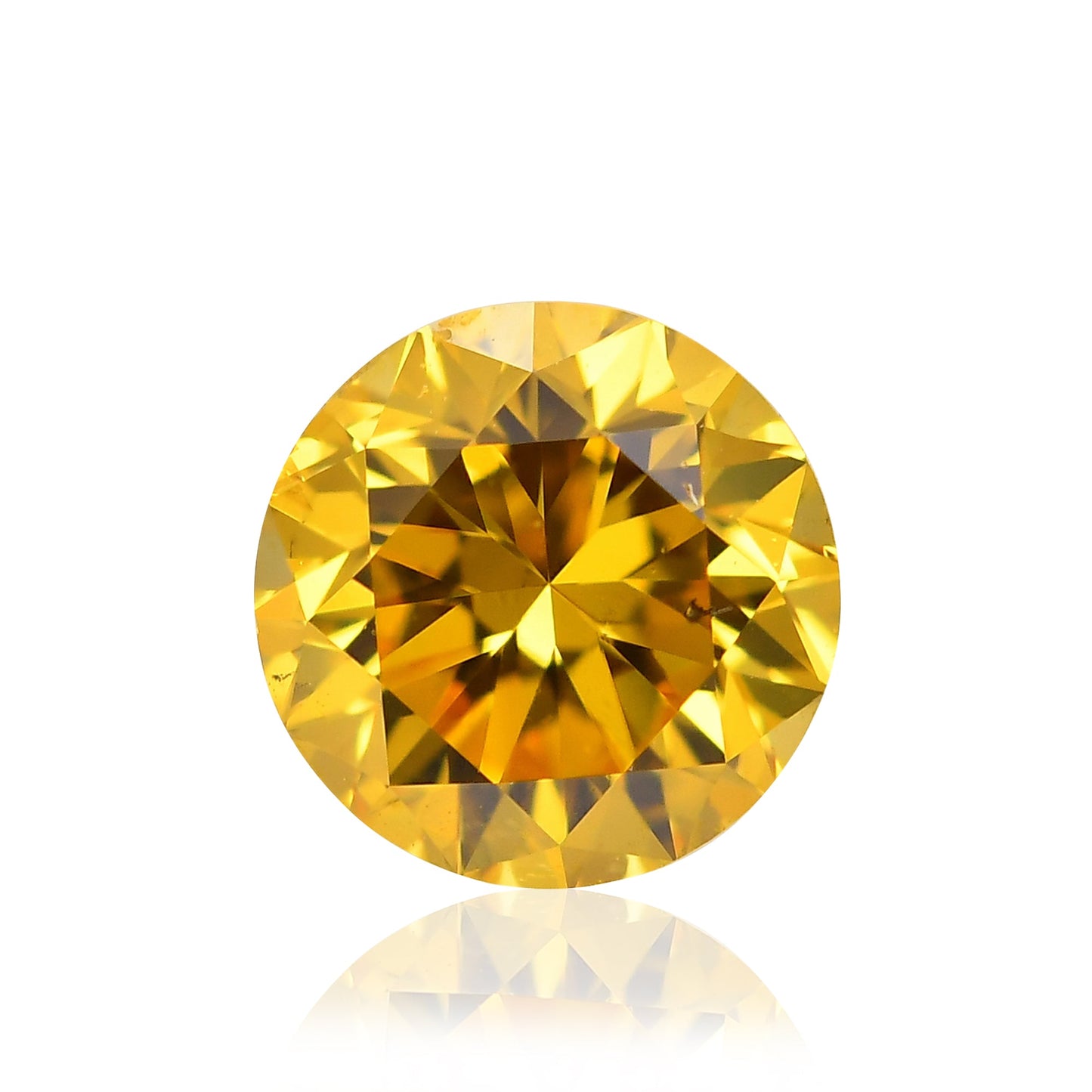 0.43 Carat Fancy Vivid Orangy Yellow Round Brilliant Diamond SI1 GIA