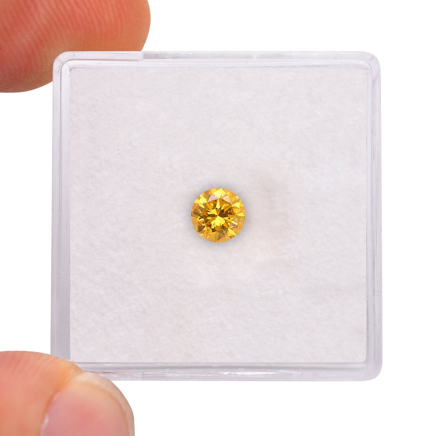 0.43 Carat Fancy Vivid Orangy Yellow Round Brilliant Diamond SI1 GIA