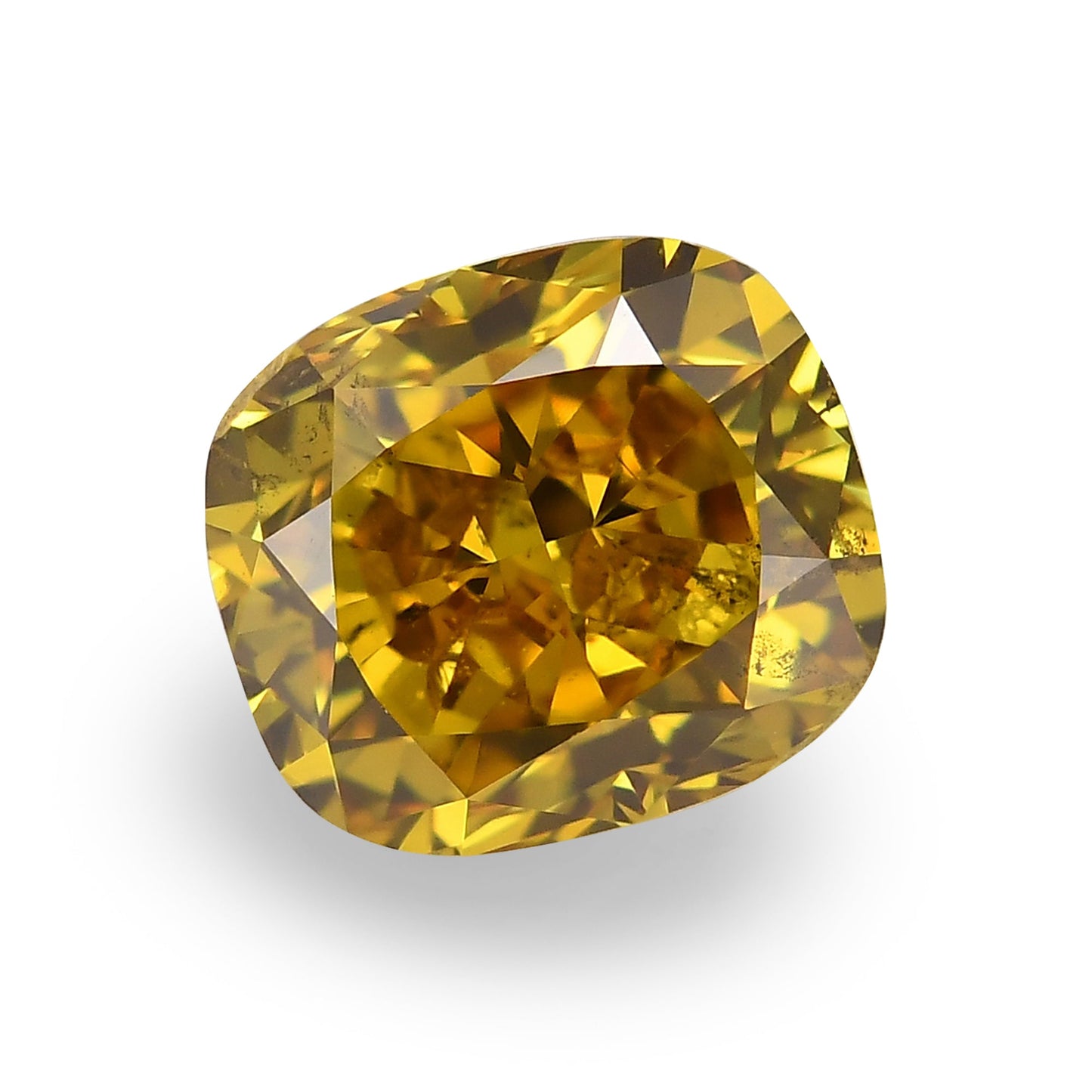 1,01 Karat Fancy Deep Brownish Orangey Yellow Cushion Diamond SI2 GIA