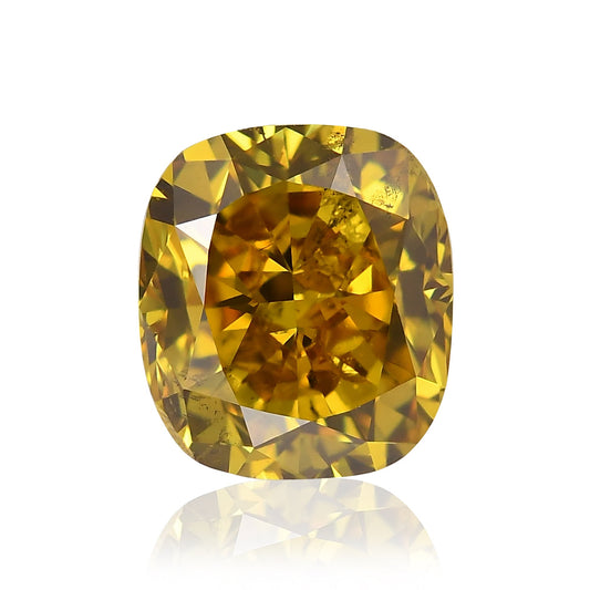 1,01 Karat Fancy Deep Brownish Orangey Yellow Cushion Diamond SI2 GIA
