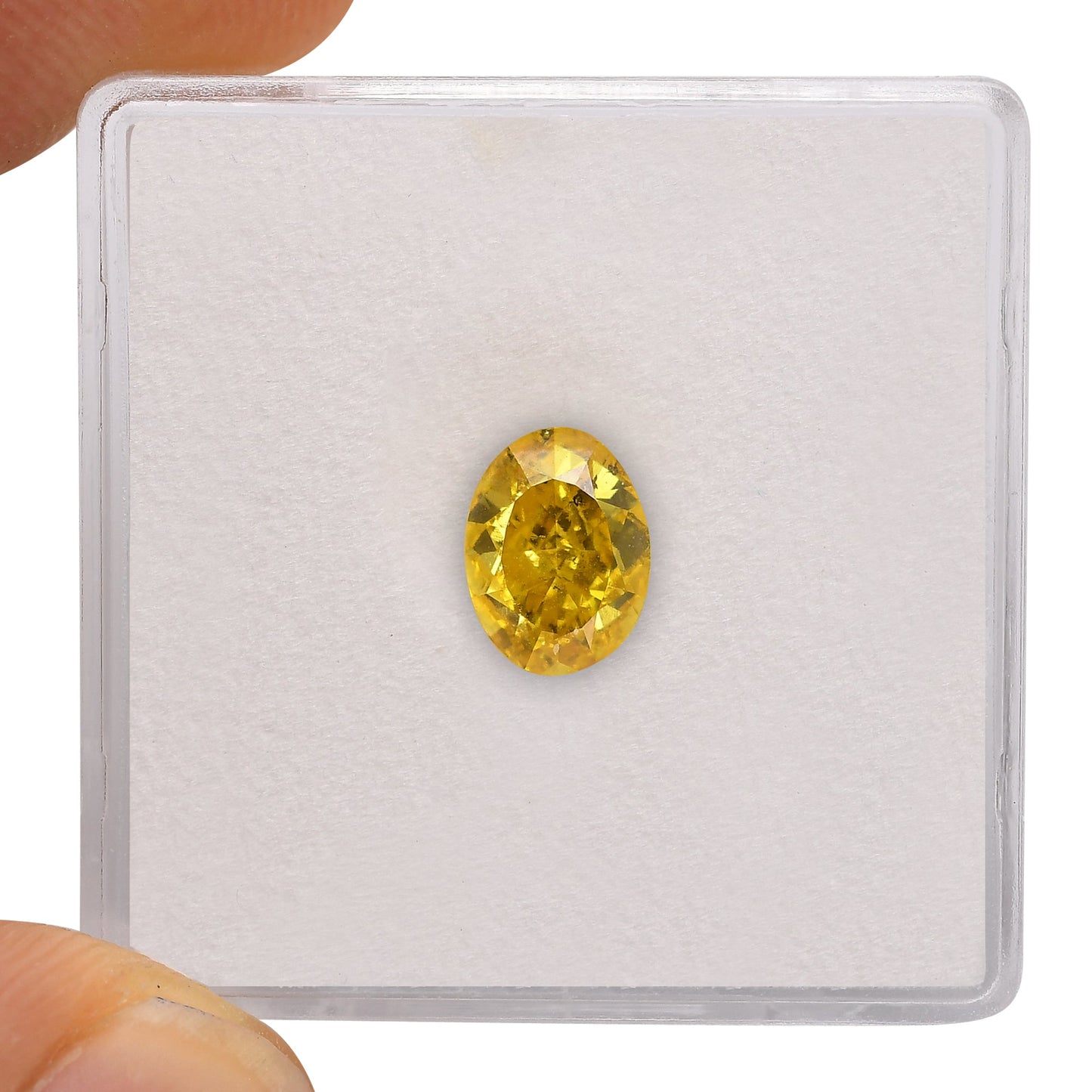 0,91 Karat Fancy Vivid Yellow Oval Diamond SI2 GIA