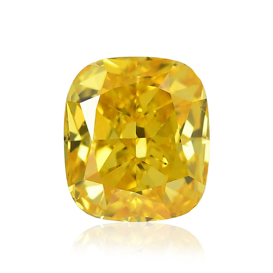 0.82 Carat Fancy Vivid Orangy Yellow Cushion Diamond SI1 GIA