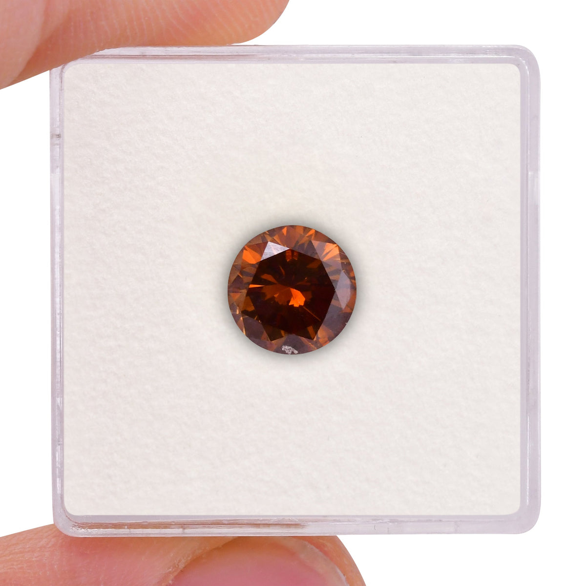 1.53 Carat Fancy Deep Brown Orange Round Brilliant Diamond SI2 GIA