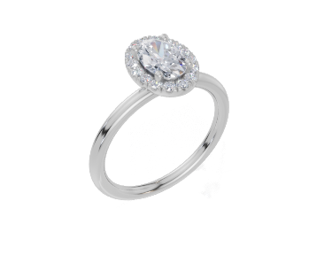 18ct Oval 0.75Carat D/E/F-CC VVS Plain Plain Single Halo  Diamond Ring