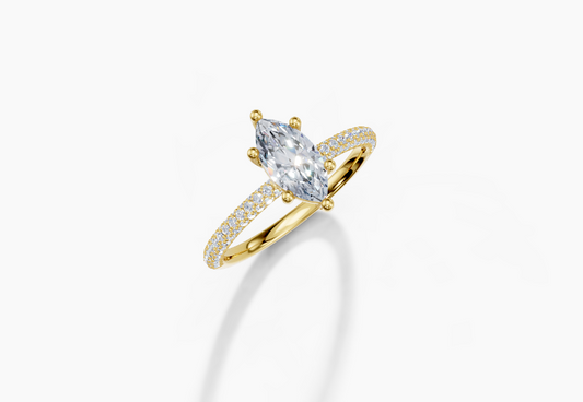 18K Marquise 0.7 Carat D/E/F VS/VVS Plain U Micro 6Pr Diamond Ring