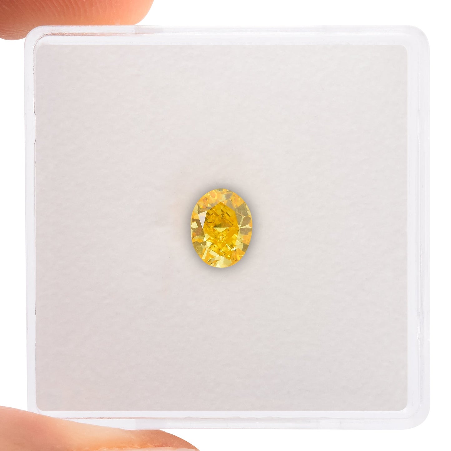 0.51 Carat Fancy Vivid Orangy Yellow Oval Diamond SI1 GIA