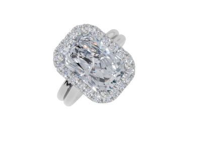 platinum Radiant 4.00 Carat G/H-CO SI Cathedral Plain Single Halo  Diamond Ring