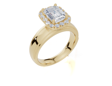18ct Emerald 1.50Carat F/G VS/SI Split Plain Single Halo  Diamond Ring