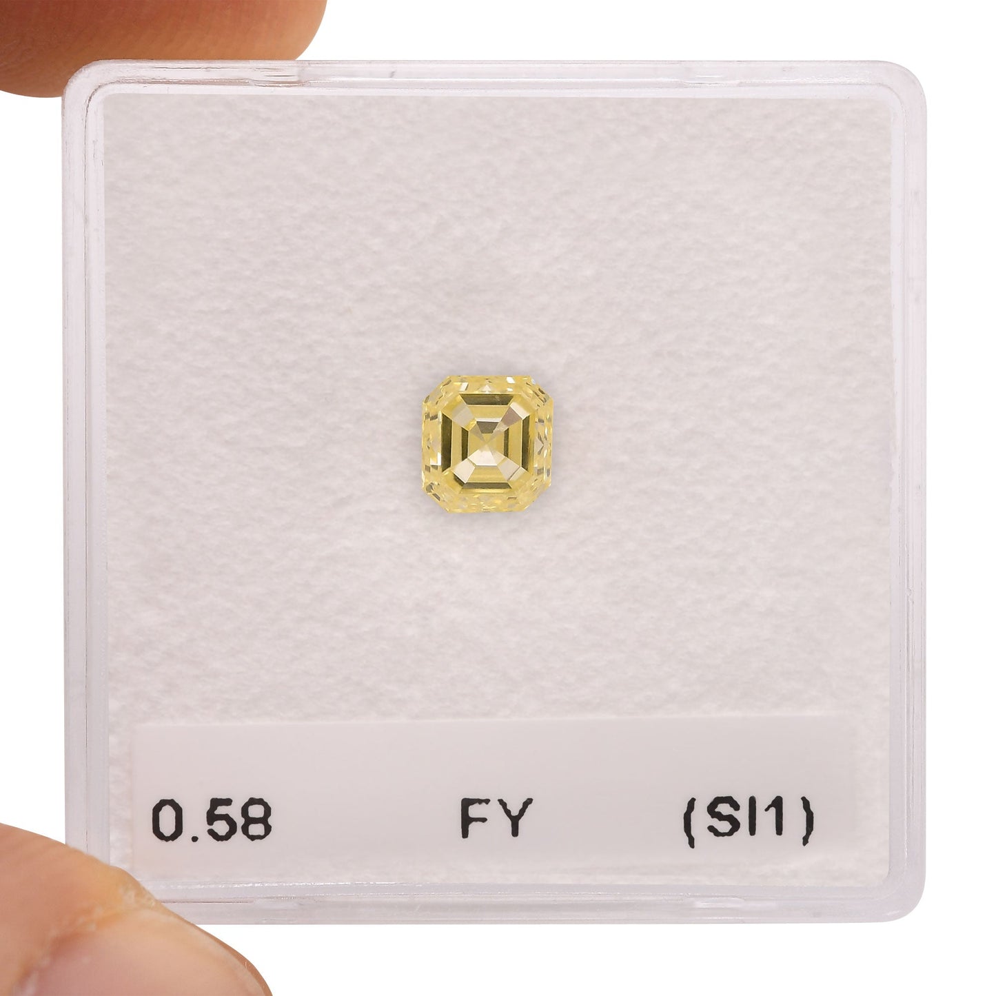 0.58 Carat Fancy Yellow Asscher Diamond (SI1)