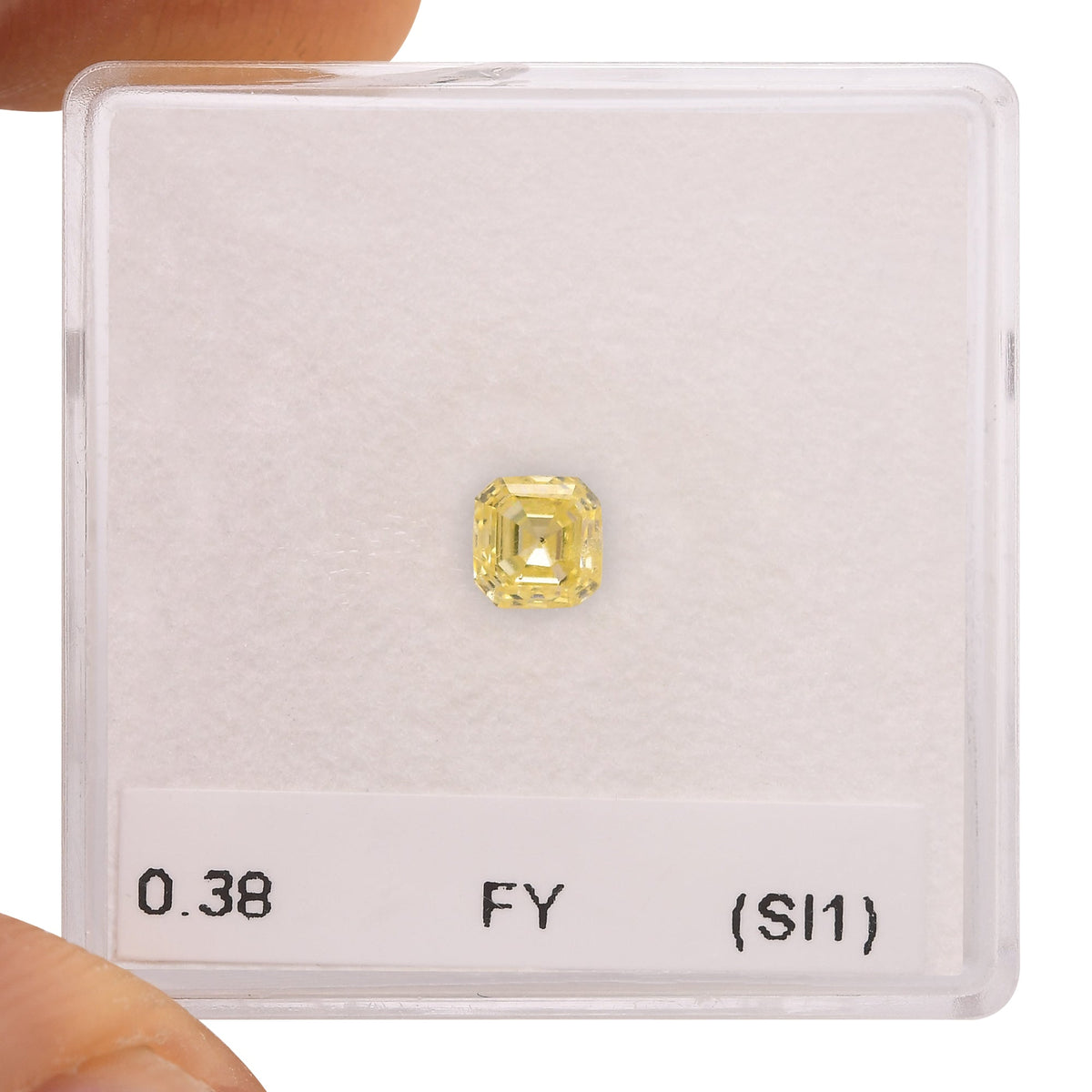 0.38 Carat Fancy Yellow Asscher Diamond (SI1)