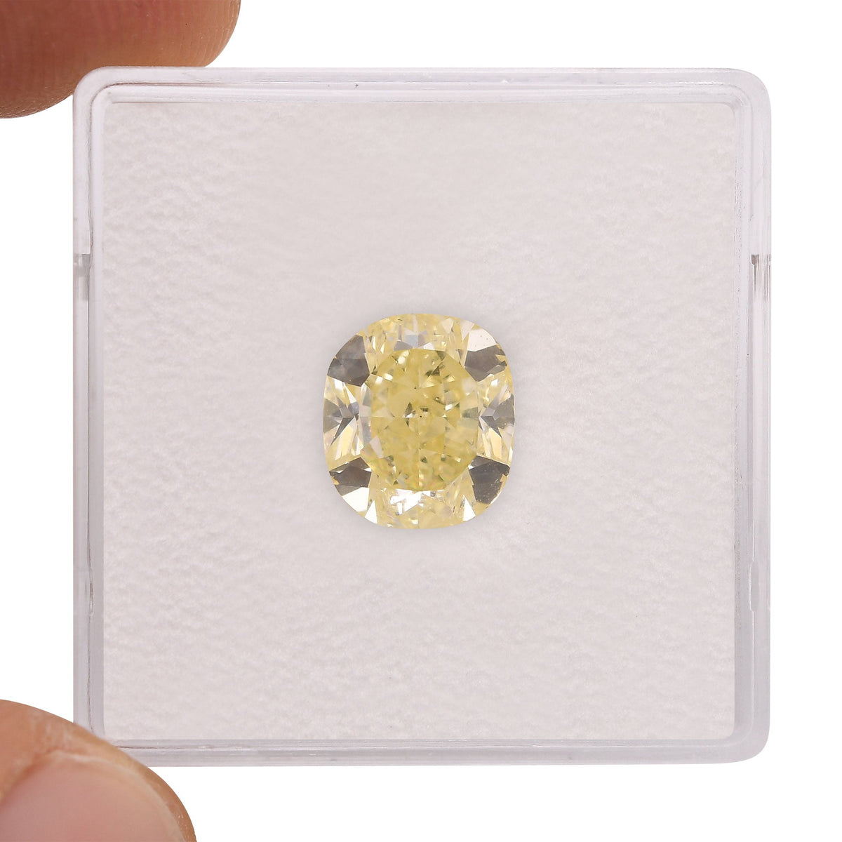 3.16 Carat Fancy Light Yellow Cushion Diamond VS1 GIA