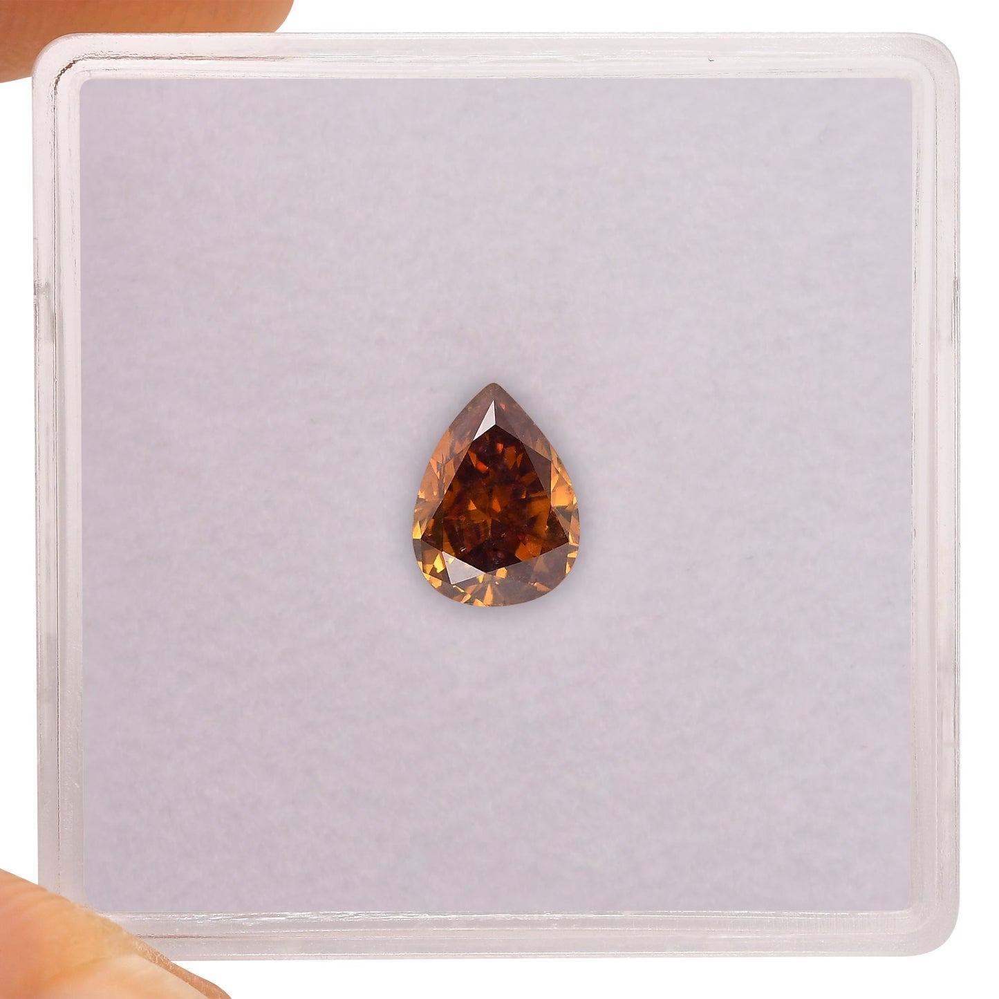 0,88 Karat Fancy Deep Brown Orange Pear Diamond SI1 GIA