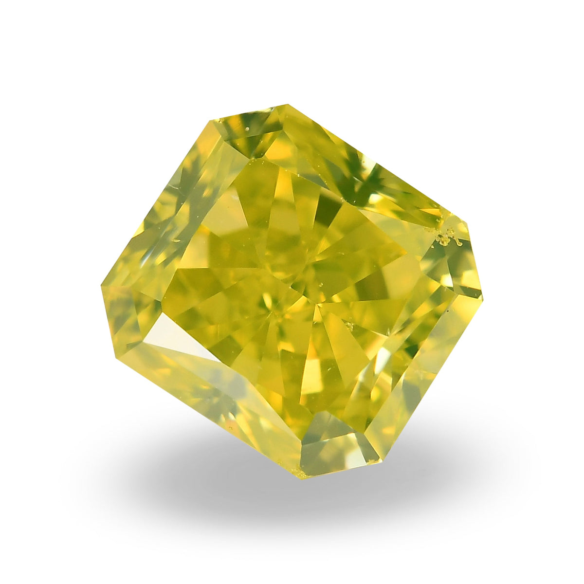 2.01 Carat Fancy Vivid Greenish Yellow Radiant Diamond SI2 GIA