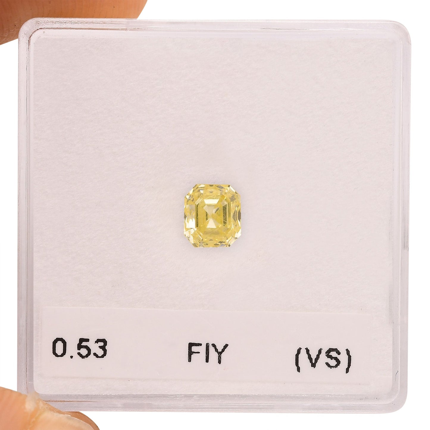 0,53 Karat Fancy Intense Yellow Asscher Diamant (VS)