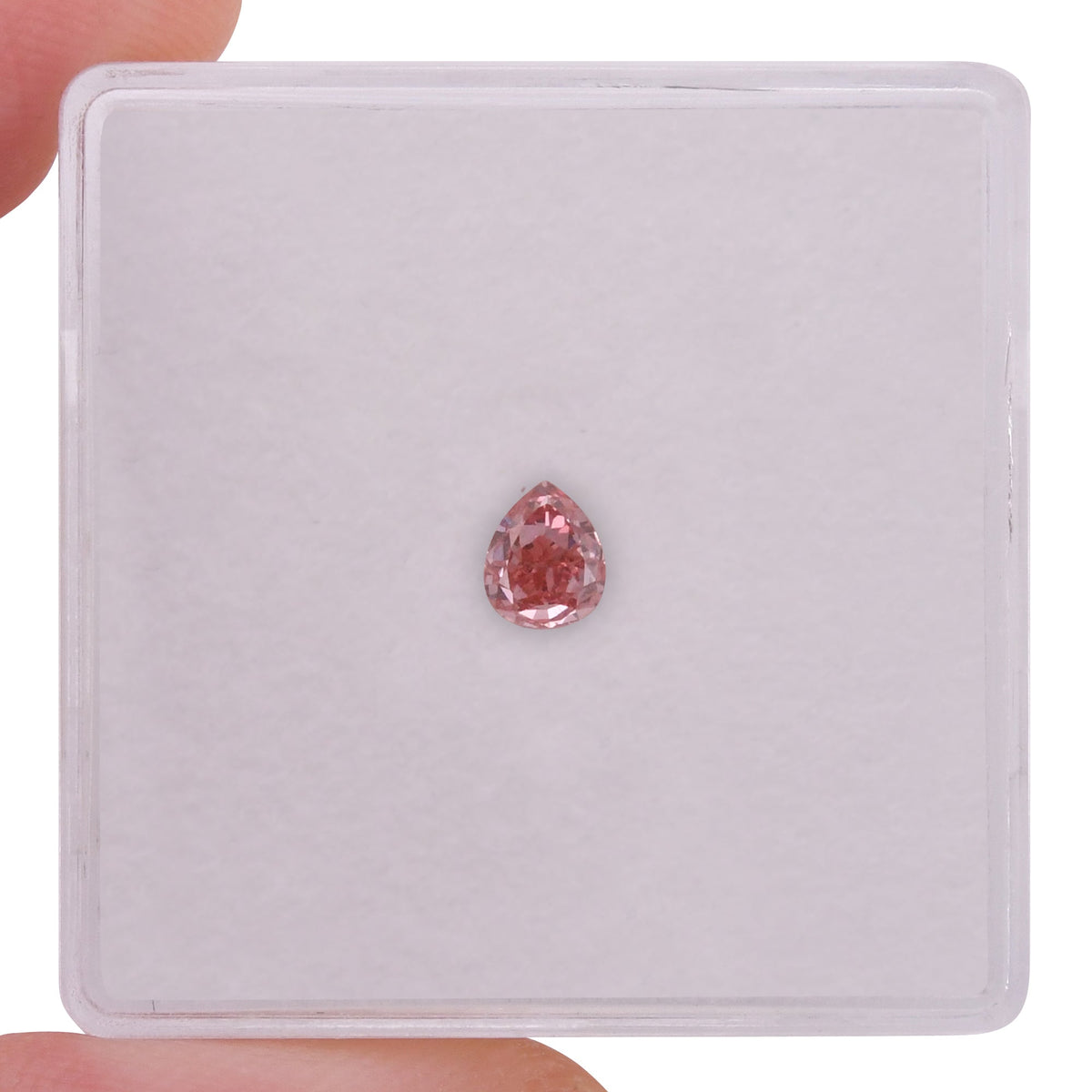 0.28 Carat Fancy Intense Orangy Pink Pear Diamond SI1 GIA