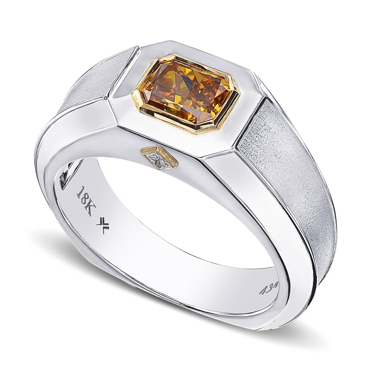 Herrenring mit einem ausgefallenen, tiefbraun-gelblich-orangenen Diamanten