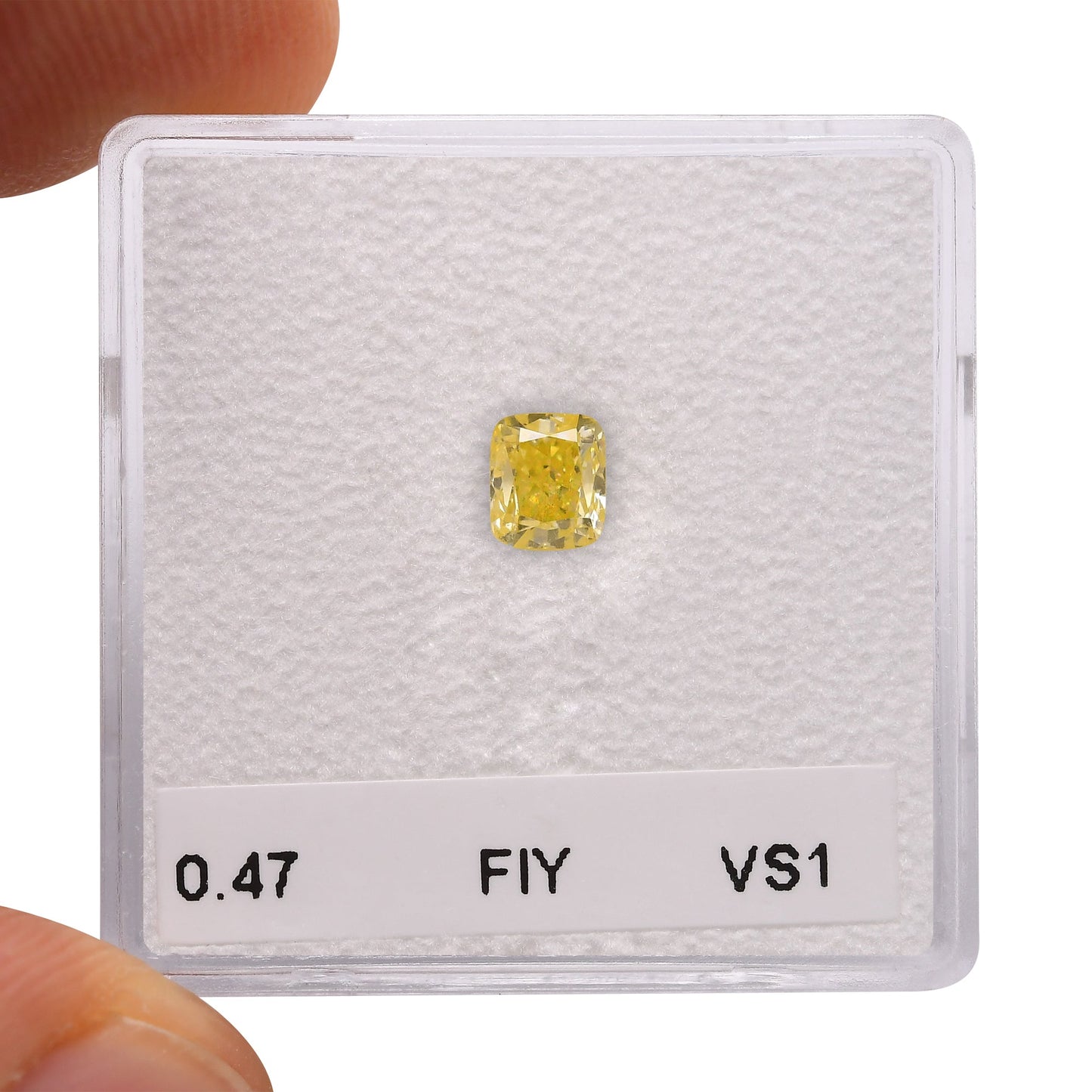 0,47 Karat Fancy Intense Yellow Cushion Diamond VS1 IGI