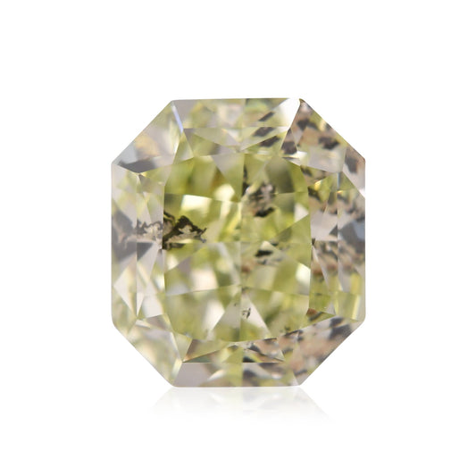 1,34 Karat Fancy Yellow Green Radiant (I2) GIA