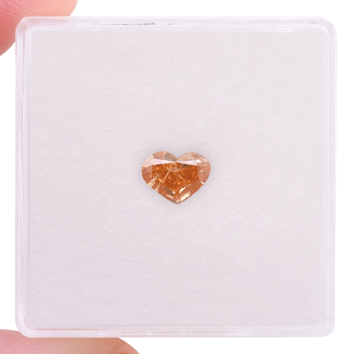 0.43 Carat Fancy Intense Orange HEART Diamond (I1) GIA