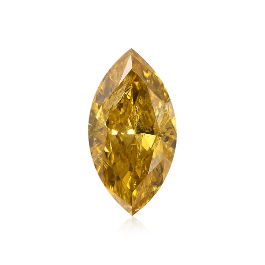 1.56 Carat Fancy Deep Brownish Yellow Marquise Diamond I2 GIA